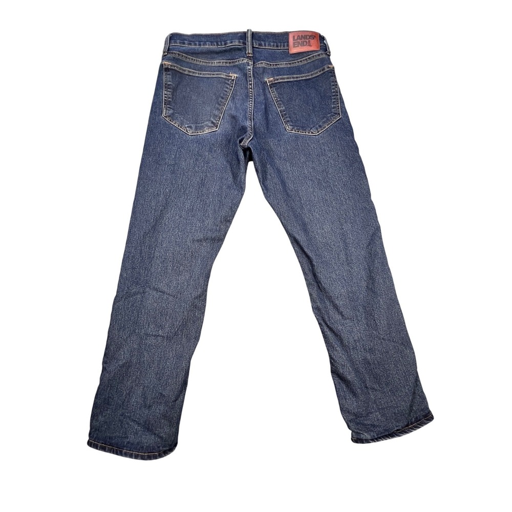 Lands End Blue Flannel Lined Traditional Fit Denim Jeans Mens 32x29 - Picture 2 of 10